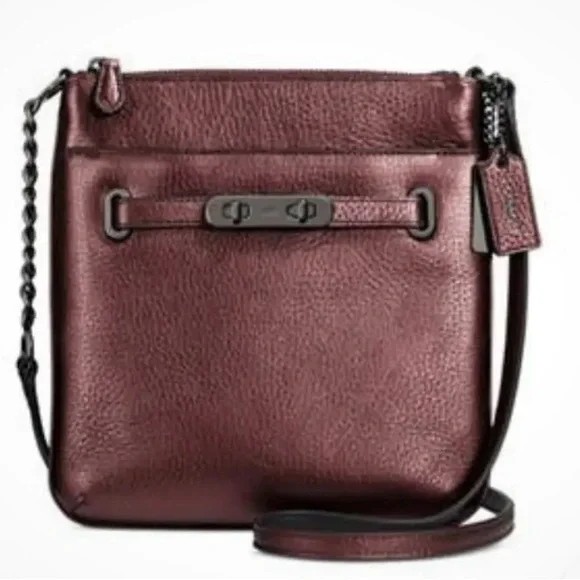 Coach Swagger Swingback Metallica Pebble Leather Cross Body - Picture 2 of 8